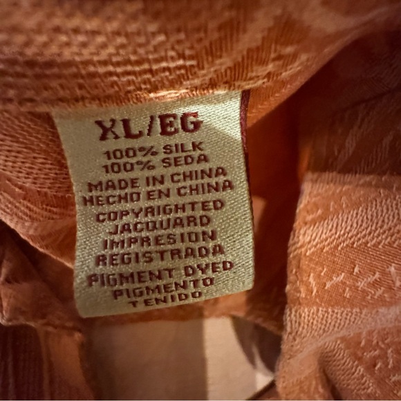 Jamaica Jaxx 100% Silk Men's Rust Orange Button Down Shirt like new! Sz XL - Picture 10 of 10